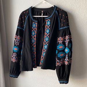 Free People embroidered swingy jacket